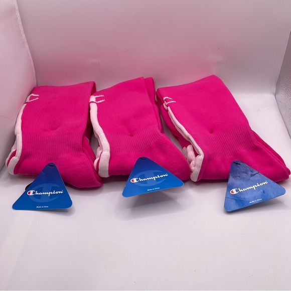 3 Pair Champion Soccer Sock Pink High Socks Activewear - Picture 1 of 4